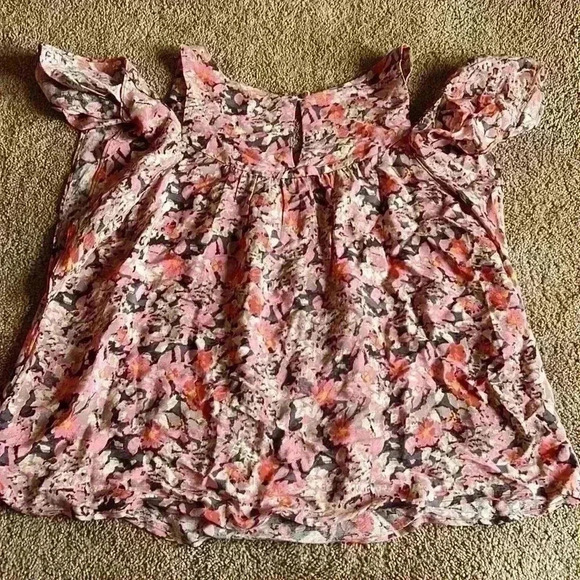 Anthropologie Maeve floral pink cold shoulder top size small - Picture 6 of 6
